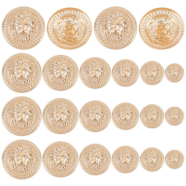 PandaHall GORGECRAFT 1 Box 60Pcs Metal Blazer Button 6 Sizes Round Clothes Buckles Gold Lion Head Pattern Vintage Shank Suit Button for...