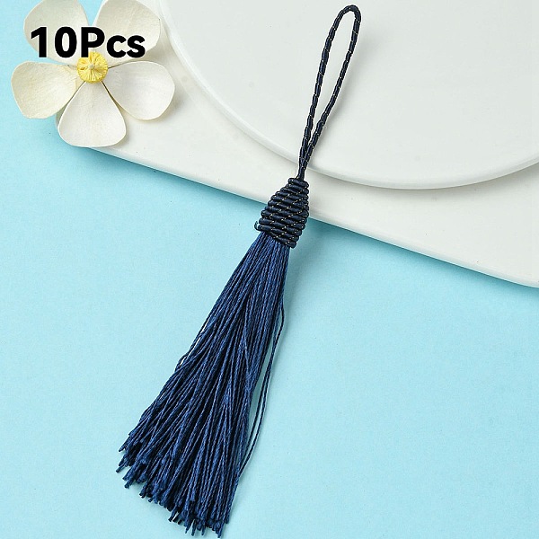 

PandaHall Polyester Tassel Big Pendant Decorations, Marine Blue, 145~175x10.5~12mm Polyester