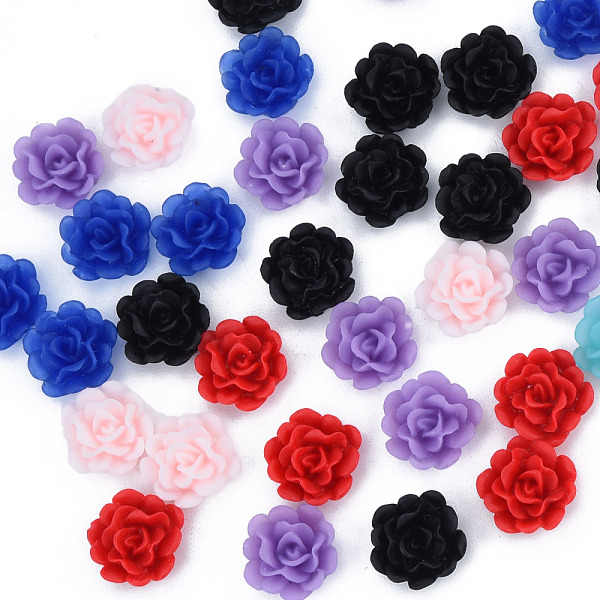 

PandaHall Opaque Resin Cabochons, Flower, Mixed Color, 12x11.5x5mm Resin Flower Multicolor