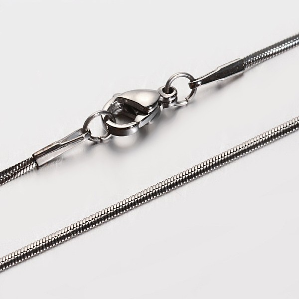 

PandaHall 304 Stainless Steel Snake Chain Necklaces, with Lobster Clasps, Stainless Steel Color, 15.7 inch(39.9cm), 1.5x0.5mm 304 Stainless...
