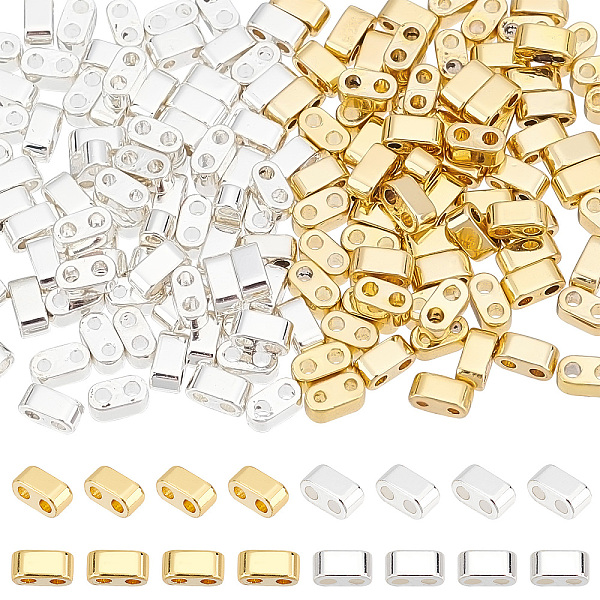 

PandaHall PH 160pcs 2-Hole Seed Beads 24K Gold 925 Sterling Silver Plated Tila Beads Multi-Strand Linking Connectors Synthetic Hematite...