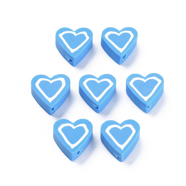 

PandaHall Handmade Polymer Clay Beads, Heart, Deep Sky Blue, 8.5~9x8.5~10x4mm, Hole: 1.4~1.6mm Polymer Clay Heart
