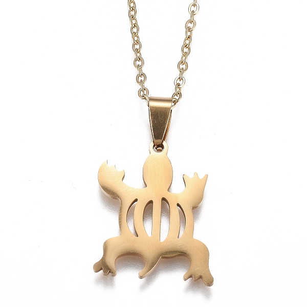 

PandaHall 201 Stainless Steel Pendant Necklaces, with Lobster Claw Clasps, Adinkra Gye Nyame, Tortoise, Real 18K Gold Plated, 19-7/8 inch...