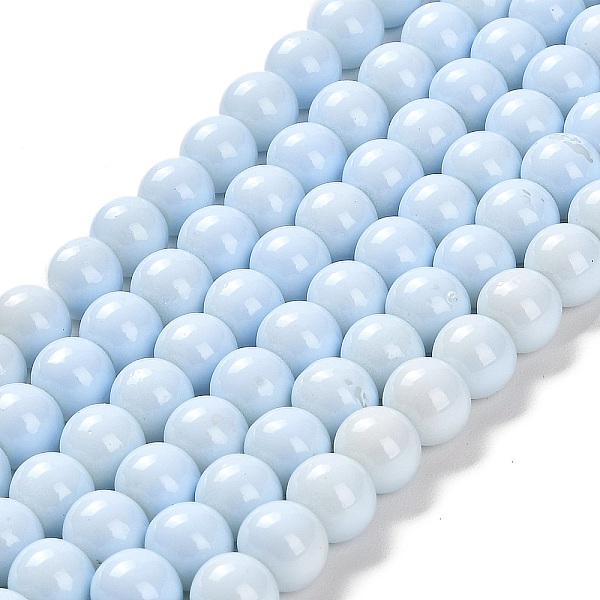 

PandaHall Painted Glass Bead Strands, Baking Paint, Round, Alice Blue, 8mm, Hole: 1.3~1.6mm, about 100pcs/strand, 31.4 inch Glass Round Blue
