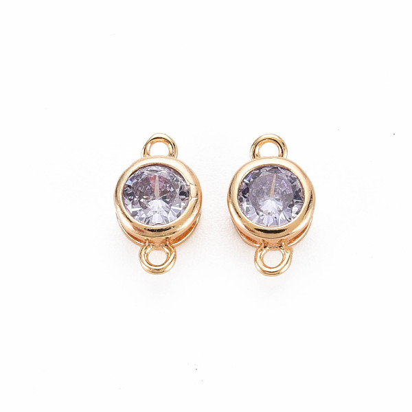 

PandaHall Brass Connector Charms, with Rhinestone, Nickel Free, Real 18K Gold Plated, Flat Round, Alexandrite, 9x5x3mm, Hole: 1mm..., Purple