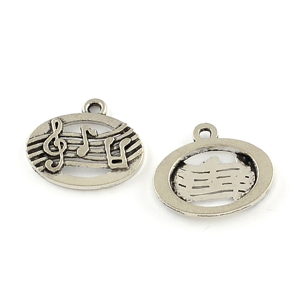 

PandaHall Tibetan Style Zinc Alloy Pendants, Oval with Musical Note, Lead Free & Cadmium Free, Antique Silver, 17.5x19.5x2mm, Hole: 2mm...