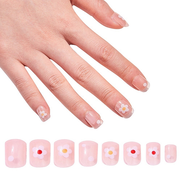 

PandaHall Nail Art Sets, with 24pcs Plastic Nail Tips, 24pcs Double Side Jelly Nail Glue , Pink, 14.5~23x7~14mm, about 24pcs/set Plastic...