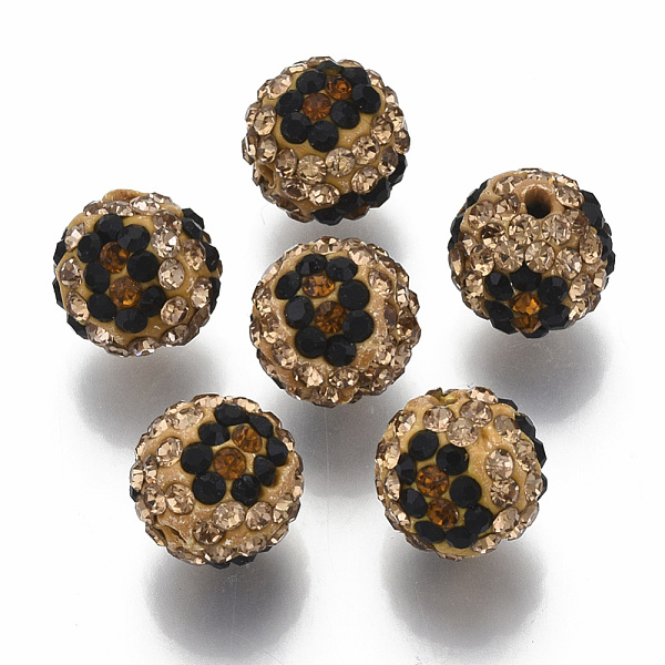 

PandaHall Polymer Clay Rhinestone Beads, Pave Disco Ball Beads, Round, Light Colorado Topaz, PP13(1.9~2mm), 6 Rows Rhinestone, 12mm, Hole..., Yellow