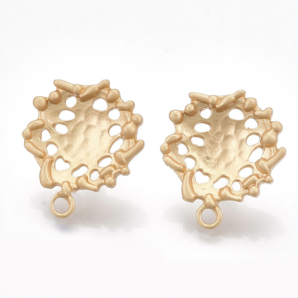 

PandaHall Alloy Stud Earring Findings, with Steel Pins and Loop, Matte Gold Color, 22x20mm, Hole: 2mm, Pin: 0.7mm Alloy Others