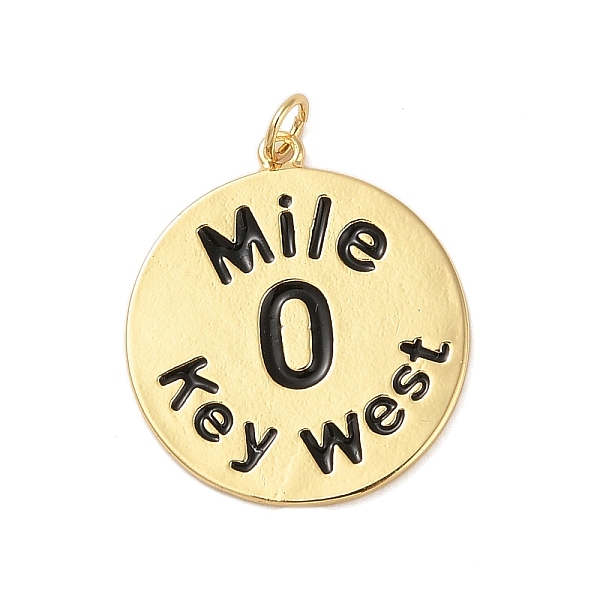 

PandaHall Rack Plating Brass Enamel Pendants, with Jump Ring, Long-Lasting Plated, Cadmium Free & Lead Free, Real 18K Gold Plated, Word Mile..., Black