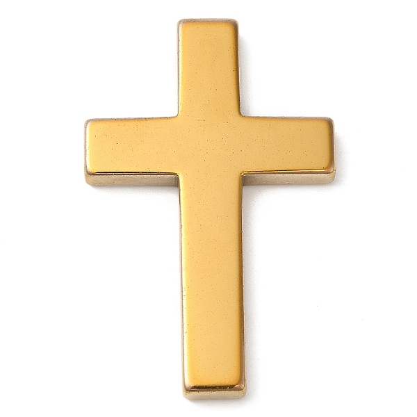 

PandaHall Electroplated Synthetic Non-magnetic Hematite Cabochons, Religion Cross, Golden Plated, 50x32x4.5mm Non-magnetic Hematite Cross