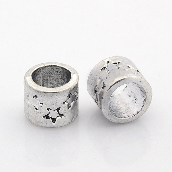 

PandaHall Tibetan Style Alloy Beads, Column with Stars, Antique Silver, 12x11mm, Hole: 9mm Alloy Column
