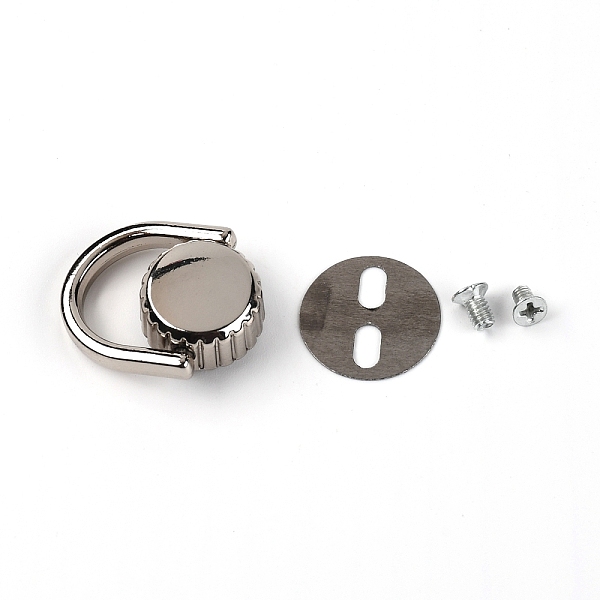 

PandaHall Zinc Alloy Bag Lifting Ring, with Iron Screws & Shim, Platinum, 0.5~2.5x0.5~2x0.04~0.9cm, Hole: 2.5mm and 6x3mm, 4pcs/set Alloy