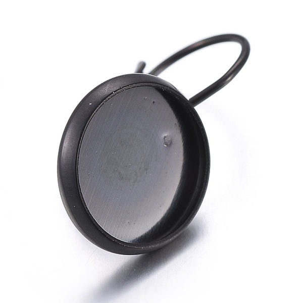 

PandaHall Stainless Steel Leverback Earring Settings, Flat Round, Electrophoresis Black, Tray: 10mm, 19.5~20x12mm, Pin: 0.7mm Stainless...