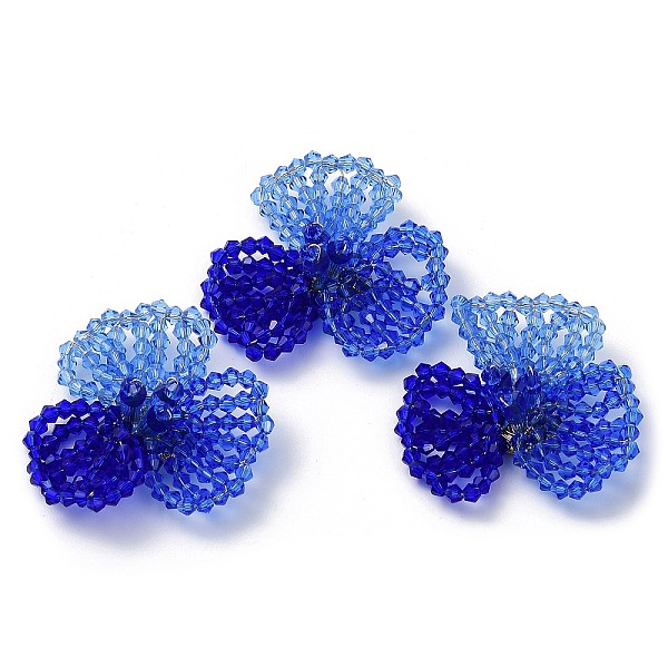 

PandaHall Glass Beaded Cabochons, Cluster Beads, with Golden Plated Brass Perforated Disc Settings, Flower, Blue, 14x40x34mm Glass Flower...