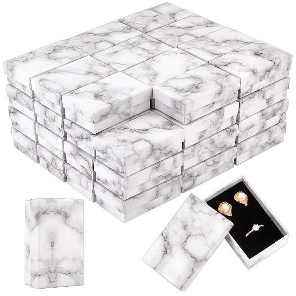 

PandaHall Marble Print Cardboard Paper Storage Boxes, Jewelry Gift Case, Rectangle, WhiteSmoke, 8x5x2.8cm Paper Rectangle White