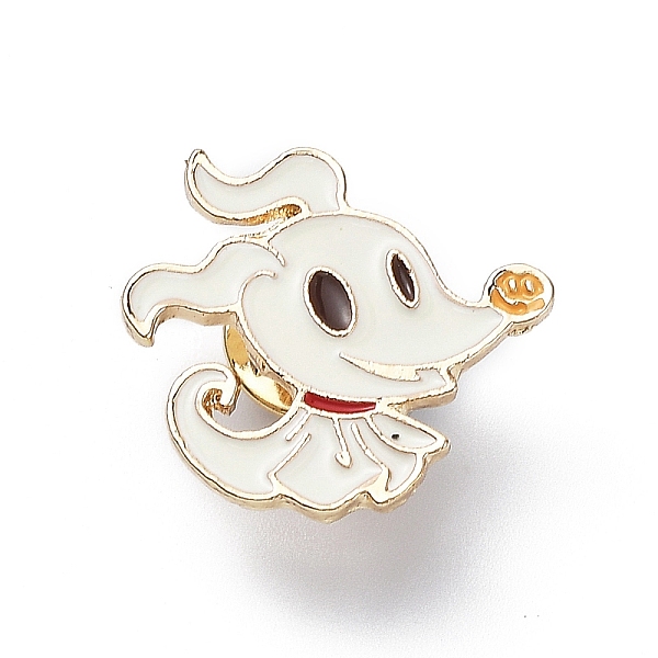 PandaHall Halloween Ghost Enamel Pin, Electrophoresis Black Alloy Brooch for Backpack Clothes, Gold, 23x25x2mm Alloy+Enamel Gold
