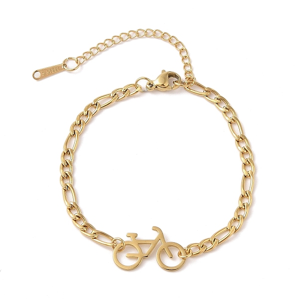 

PandaHall 304 Stainless Steel Bracelets, Bicycle, Real 18K Gold Plated, 6-5/8 inch(16.7cm) 304 Stainless Steel Bicycle