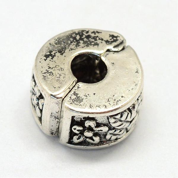 

PandaHall Alloy European Style Clasps, Column with Flower, Antique Silver, 11x6mm, Hole: 3mm Alloy Column