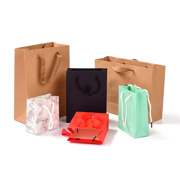 

PandaHall Rectangle Paper Candy Bags, with Handle, for Gift & Food Wrapping Bags, Mixed Color, 5.7~10.05x11~27x12.1~28cm, Fold..., Multicolor