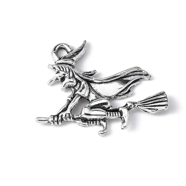 

PandaHall Tibetan Style Witch Alloy Pendants, Halloween, Cadmium Free & Nickel Free & Lead Free, Antique Silver, 29.5x37x3.5mm, Hole: 3mm...