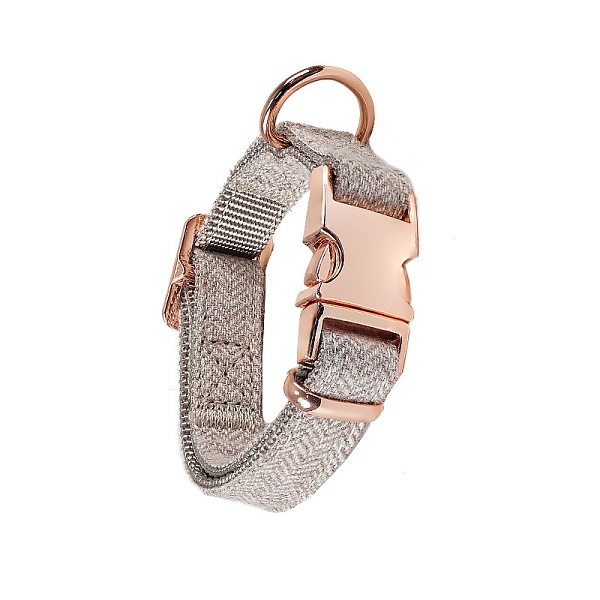 

PandaHall Nylon Dog Collar with Rose Gold Iron Quick Release Buckle, Adjustable Safety Collar for Dog Pet, Rosy Brown, 250~400x20mm Nylon
