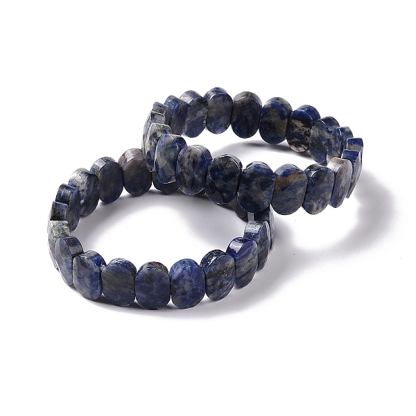 

PandaHall Natural Blue Spot Jasper Oval Beaded Stretch Bracelet, Gemstone Jewelry for Women, Inner Diameter: 2-1/8 inch(5.4~5.5cm) Blue Spot...