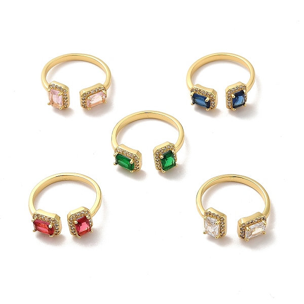 

PandaHall Cubic Zirconia Rectangle Open Cuff Ring, Real 18K Gold Plated Brass Jewelry for Women, Mixed Color, US Size 5 3/4(16.3mm)..., Multicolor