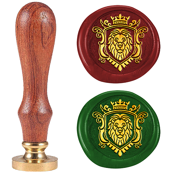 

PandaHall 1" Badge Lion Wax Seal Stamp Retro Sealing Stamps Removable Brass Head Seal Stamp with Wooden Handle Sealing Wax for Envelope...