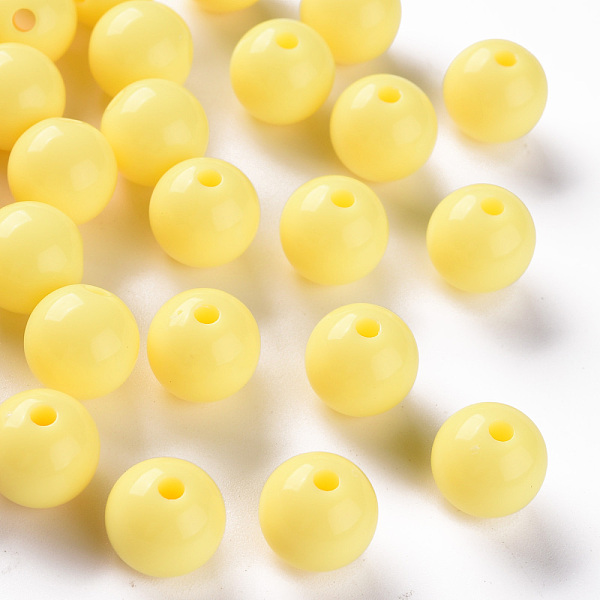

PandaHall Opaque Acrylic Beads, Round, Yellow, 12x11mm, Hole: 1.8mm, about 566pcs/500g Acrylic Round Yellow