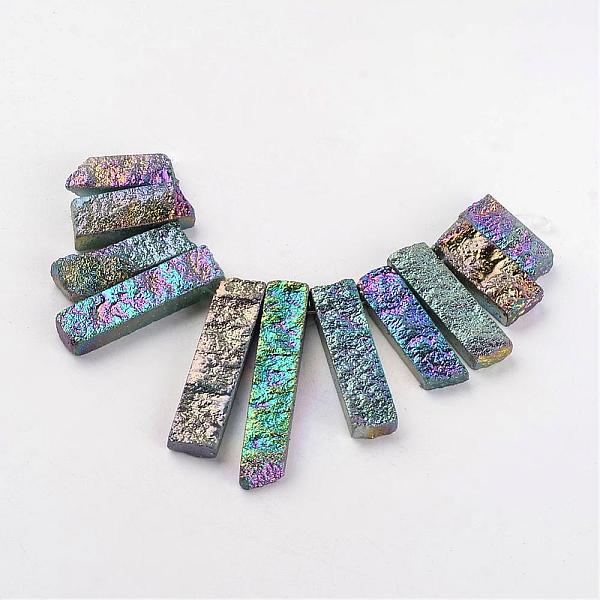 

PandaHall Electroplated Natural Dragon Bone Stone Beads Strands, Graduated Fan Pendants, Focal Beads, Nuggets, Multi-color Plated...