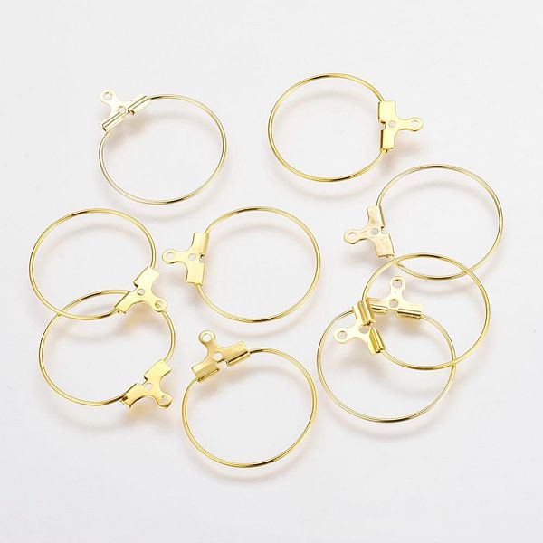 

PandaHall Brass Pendants, Hoop Earring Findings, Cadmium Free & Nickel Free & Lead Free, Golden, 20~22mm, Hole: 1mm Brass