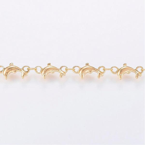 

PandaHall Handmade Ion Plating(IP) 304 Stainless Steel Bar Link Chains, Soldered, with Spool, Dolphin, Golden, 12x6x2mm, about 32.8 Feet...
