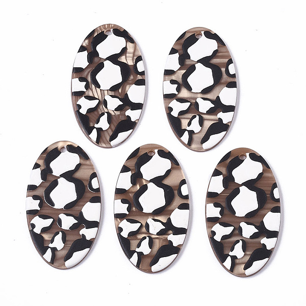 

PandaHall Cellulose Acetate(Resin) Pendants, 3D Printed, Oval, Leopard Print Pattern, White, 45x25.5x2.5mm, Hole: 2mm Cellulose Acetate Oval...