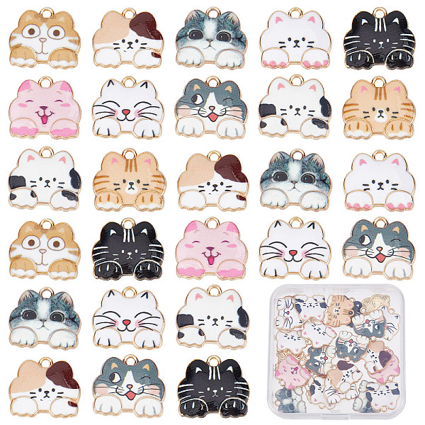 

PandaHall SUNNYCLUE 1 Box 40Pcs Cat Charms Enamel Cat Charm Cat Head Charm Kitten Lucky Pet Cats Flat Back Animal Alloy Charms for jewellery..., Multicolor