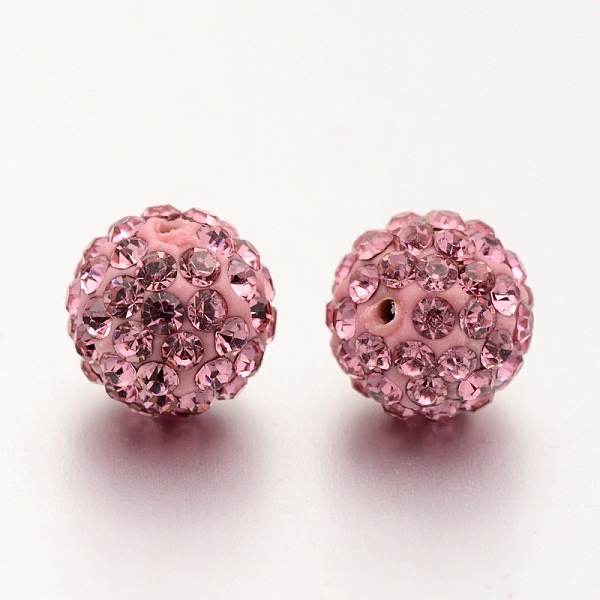 

PandaHall Polymer Clay Rhinestone Beads, Pave Disco Ball Beads, Grade A, Round, Half Drilled, Light Rose, 10mm, Hole: 1mm Polymer Clay+Glass..., Pink