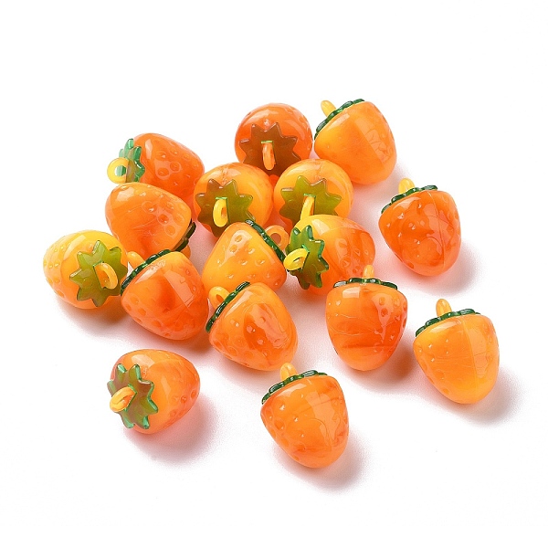 

PandaHall Two Tone Acrylic Pendants, Strawberry, Orange, 22.5x17mm, Hole: 2mm Acrylic Fruit Orange