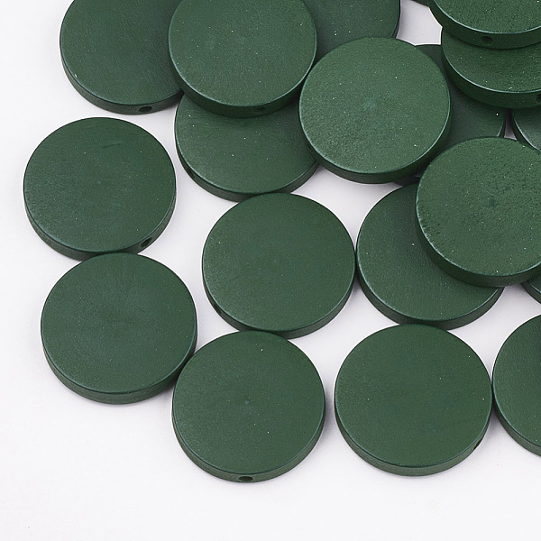 

PandaHall Natural Pear Wood Beads, Dyed, Flat Round, Green, 25x5mm, Hole: 2mm Wood Flat Round Green