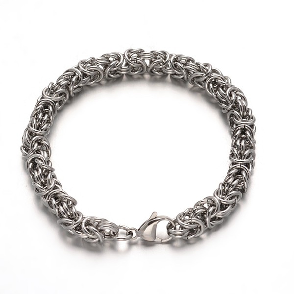 

PandaHall 304 Stainless Steel Byzantine Chains Bracelets, with Lobster Claw Clasps, Stainless Steel Color, 8-1/8 inch(205mm) 304 Stainless...