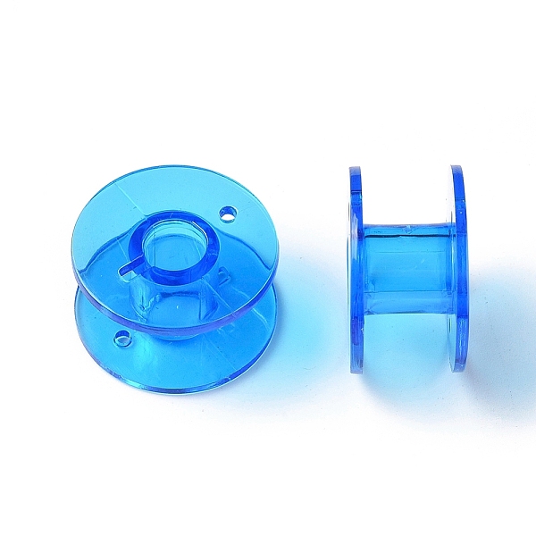 

PandaHall Plastic Sewing Thread Bobbins Holders, for Sewing Tools, Deep Sky Blue, 20x11mm, Hole: 6mm, 10pcs/bag Plastic Blue