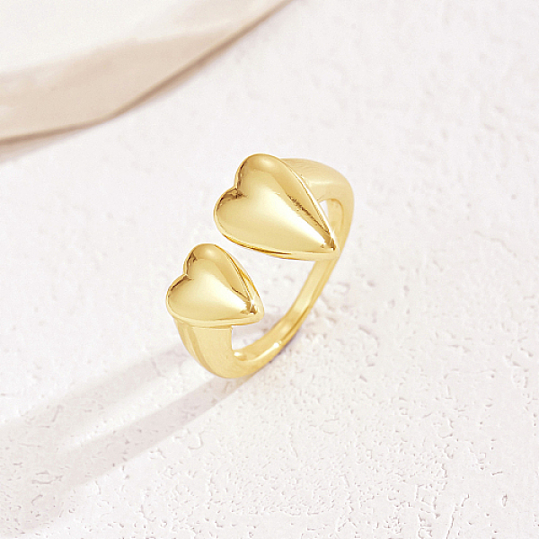 

PandaHall Real 18K Gold Plated Brass Open Cuff Rings, Heart, No Size Brass Heart
