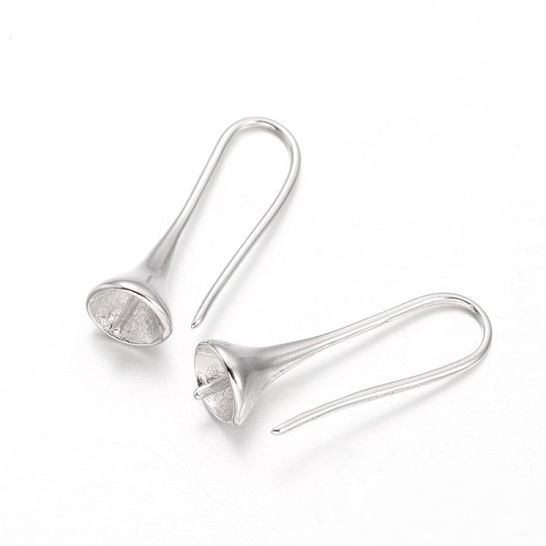

PandaHall Brass Earring Hooks, For Half Drilled Beads, Platinum, 30x7mm, Hole: 5mm, 18 Gauge, Pin: 1mm Brass
