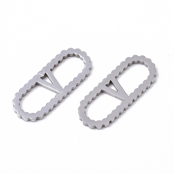 

PandaHall 201 Stainless Steel Links Connectors, Laser Cut, Oval with Letter, Stainless Steel Color, Letter.V, 15x6x1mm, Hole: 4x5~7mm 201...