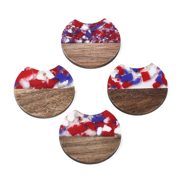 

PandaHall Resin & Walnut Wood Pendants, Flat Round, Red, 34.5x36.5x3mm, Hole: 2mm Resin+Wood Flat Round Red