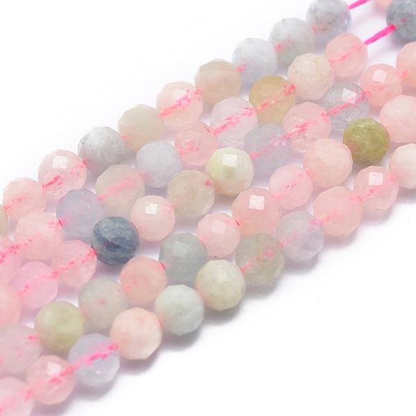 

PandaHall Natural Morganite Beads Strands, Faceted, Round, 5mm, Hole: 0.8mm, about 67pcs/strand, 15.7 inch(40cm) Morganite Round