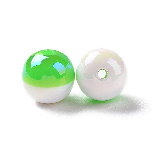 

PandaHall Two Tone Opaque Resin Beads, AB Color, Round, Spring Green, 16.8x16mm, Hole: 3mm Resin Round