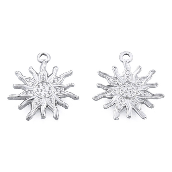 

PandaHall 201 Stainless Steel Pendants, Sun, Stainless Steel Color, 22.5x20x2mm, Hole: 1.8mm 201 Stainless Steel Sun