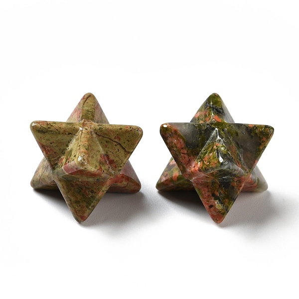 

PandaHall Natural Unakite Beads, No Hole/Undrilled, Merkaba Star, 14.5~15x14.5~15x14.5~15mm Unakite Star