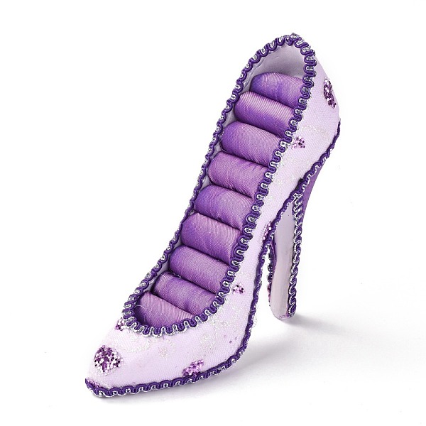 

PandaHall Flannelette & Resin High-Heeled Shoes Jewelry Displays Stand, Earring Necklace Ring Jewelry Holder Stand Display, Lilac..., Purple