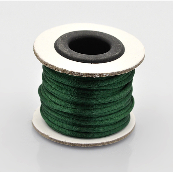 

PandaHall Macrame Rattail Chinese Knot Making Cords Round Nylon Braided String Threads, Satin Cord, Dark Green, 2mm, about 10.93 yards...